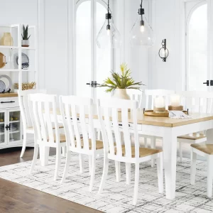 Ashbryn - White / Natural - 11 Pc. - Dining Table, 8 Side Chairs, Server And Hutch - 1