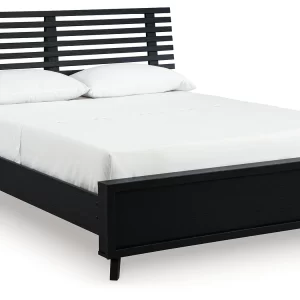 Danziar - Black - Queen Slat Panel Bed - 2